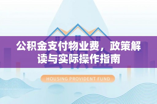 南丰公积金支付物业费，政策解读与实际操作指南